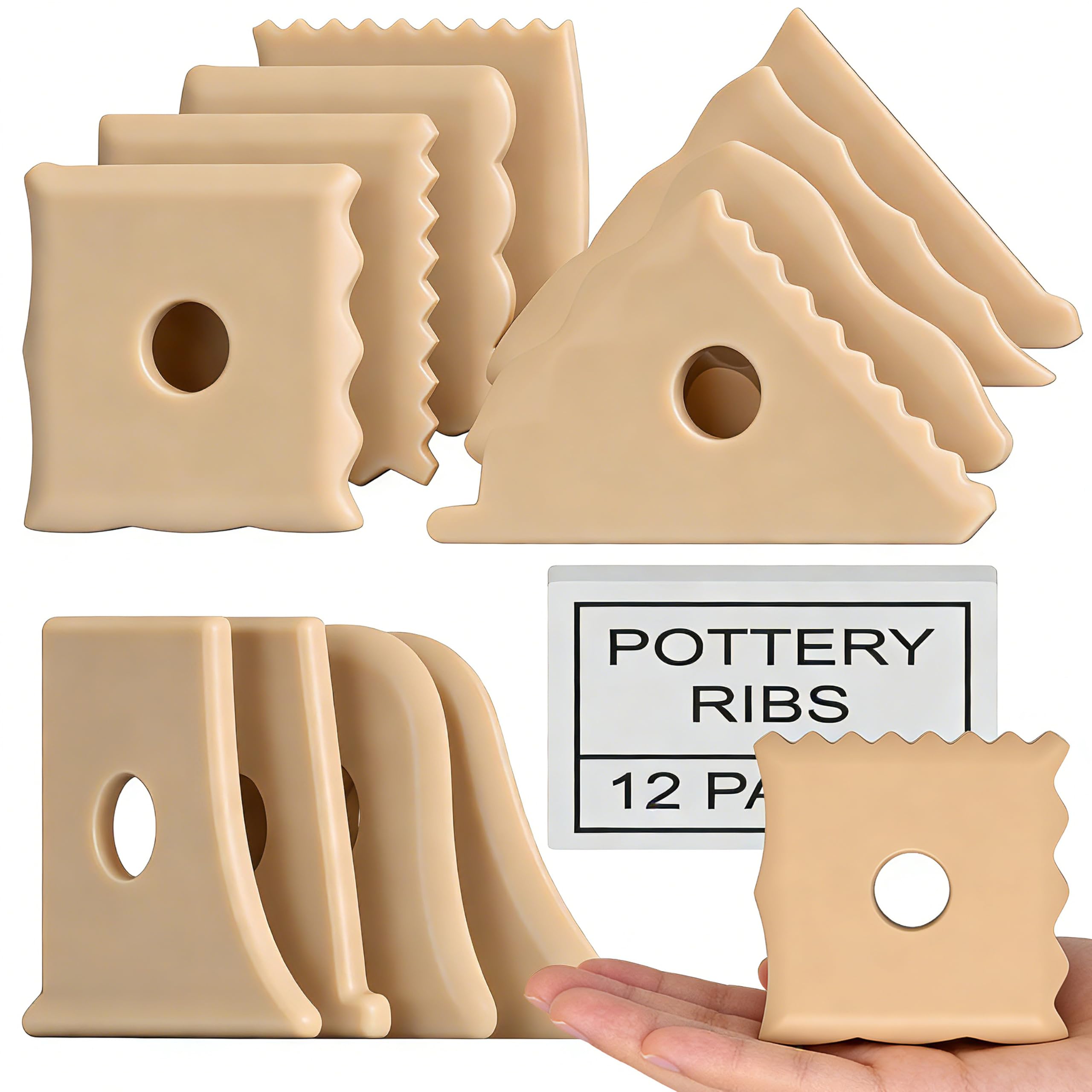 Pottery Knife Set and Decorative Tools kit | 3-Foot Shaping Tool | 8 Types of Pottery Texture Blades | Multiple Packaging Options (12-Piece Set)-image-16