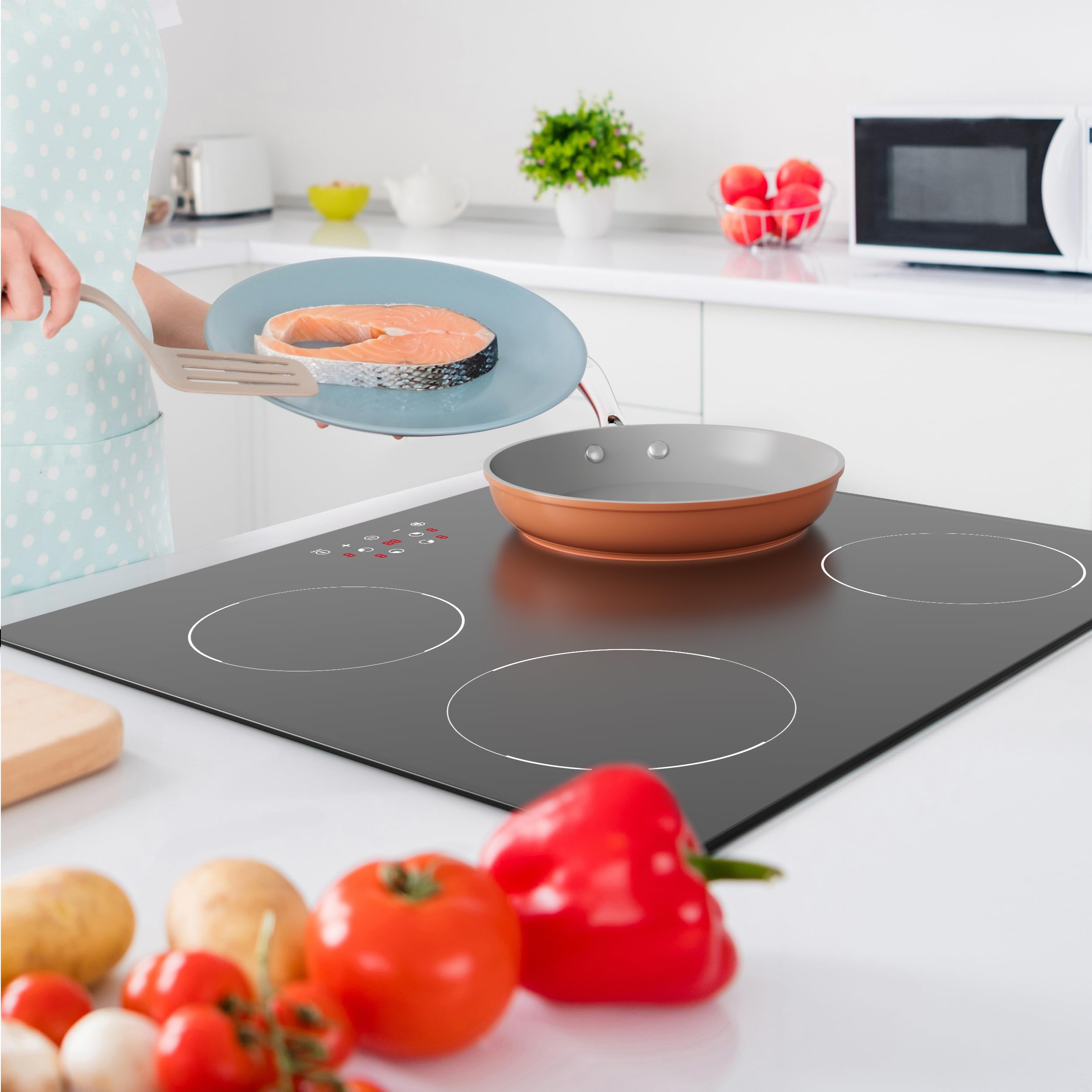 Ciarra CBBIH604-D Induktionskochfeld 60 cm 4 Zonen Einbau Touch-Bedienung | Kochfeld Induktion | 9 Leistungsstufen Timer | Kindersicherung | Abschaltautomatik | Restwärmeanzeige | Überhitzungsschutz