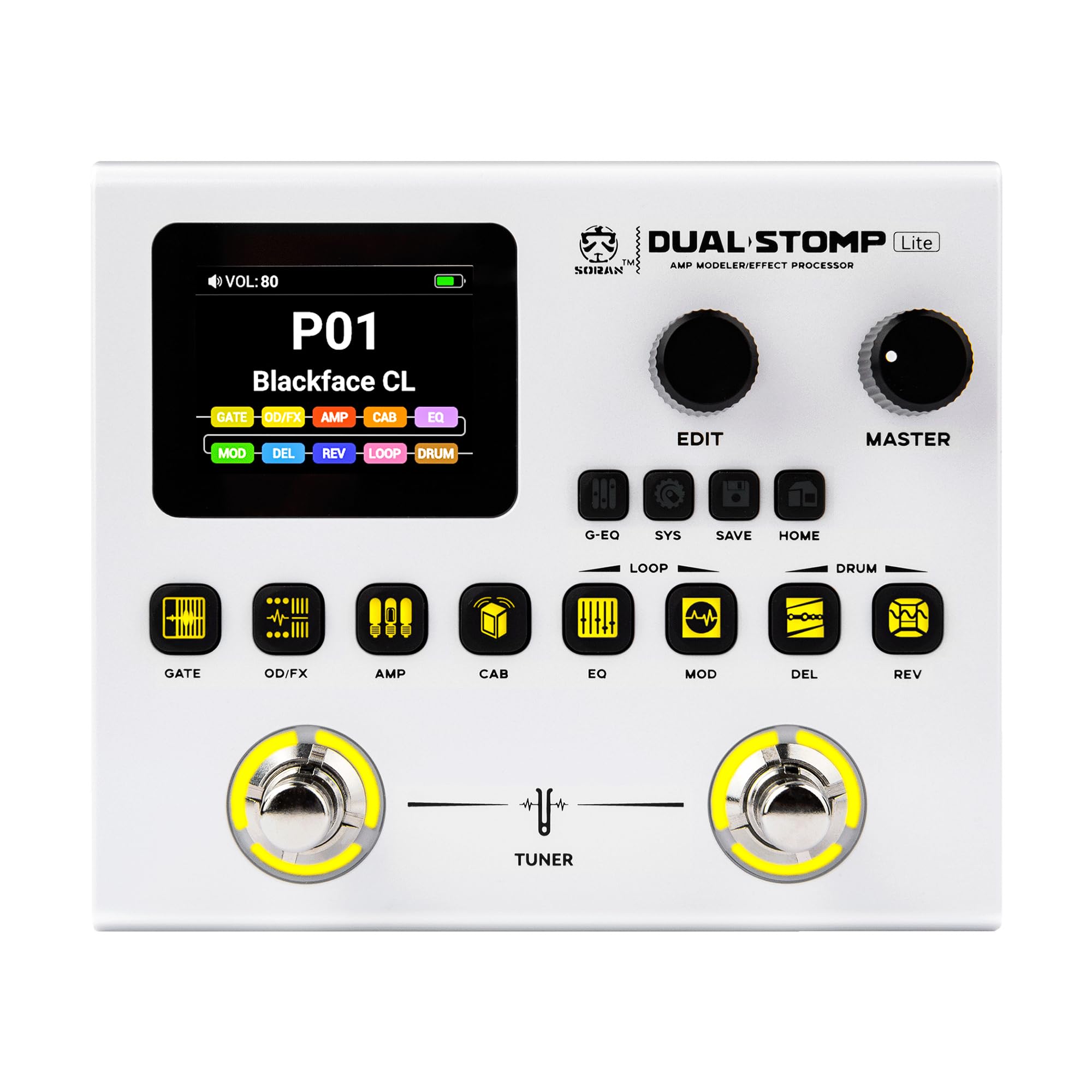 SORAN JME-02 Dual Stomp Lite Guitar Pedal, Multi Effects Pedal