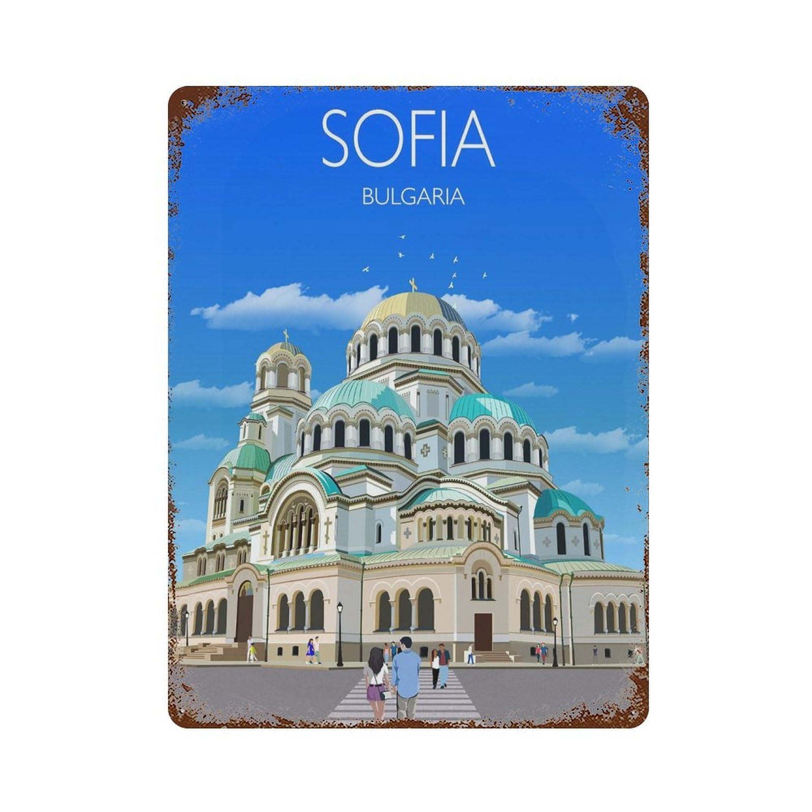 xiaoxiaoshen Sofia Travel of Bulgaria Cityscape St Alexander Nevsky Cathedral Gift (2) Wall Decor Art Metal Tin Poster Modern Home Decor Art Home Bar Shop Decorations Vintage Sign 40x30cm