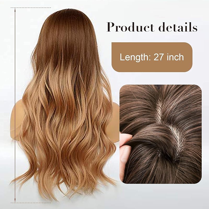 HAIRCUBE Hosszú Barna Hullámos Paróka Nőknek - Természetes Hatású Göndör Műhaj Frufruval - Hőálló Szintetikus Paróka Mindennapi és Alkalmi V