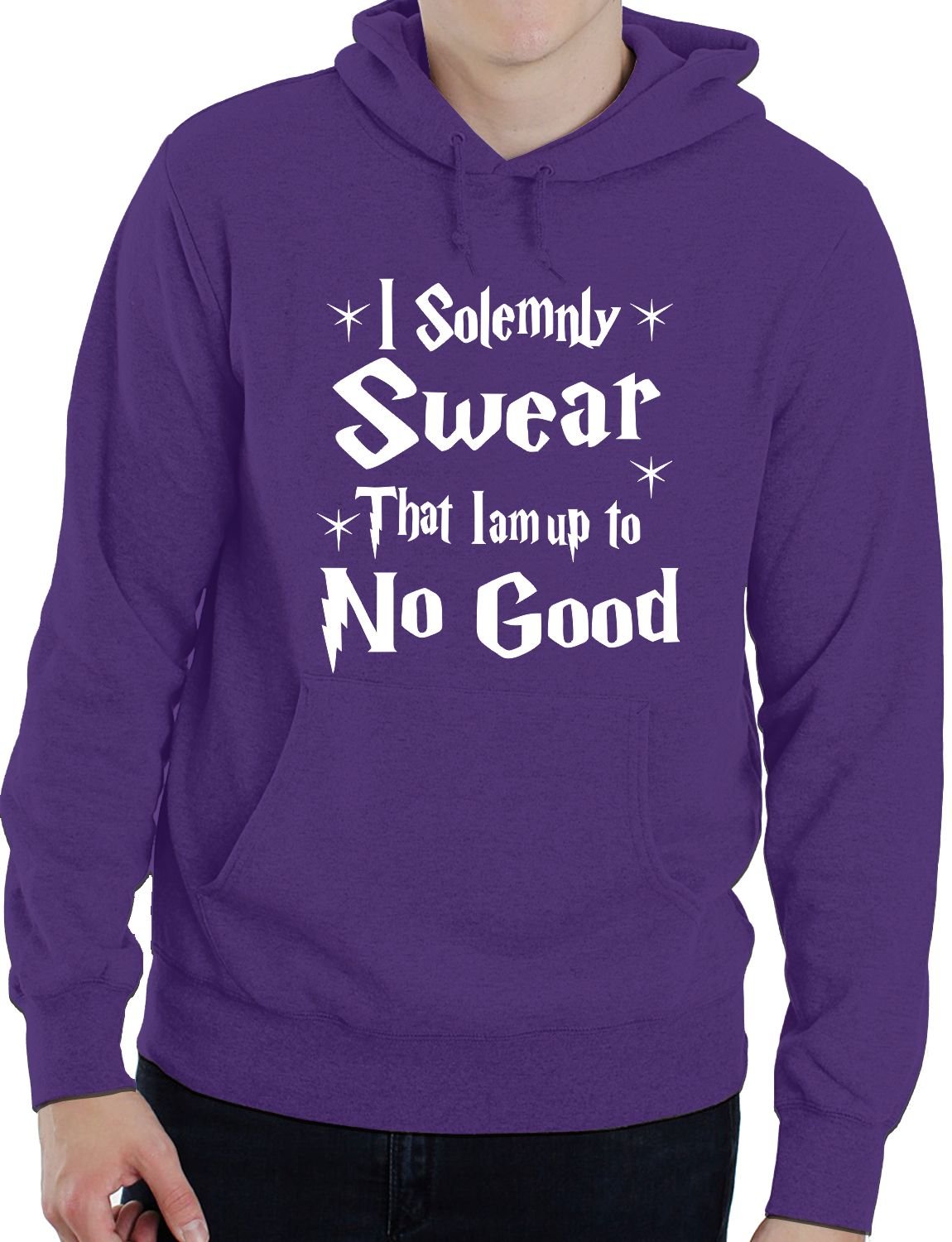 Print4u Unisex Purple I Do Solemnly Swear I Am Up To No Good Funny Hoodie Small
