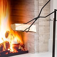 Vista 7 de Plow & Hearth Juego de 5 herramientas compactas de hierro forjado a mano para chimenea de 27.5 pulgadas Mango de hierro forjado negro