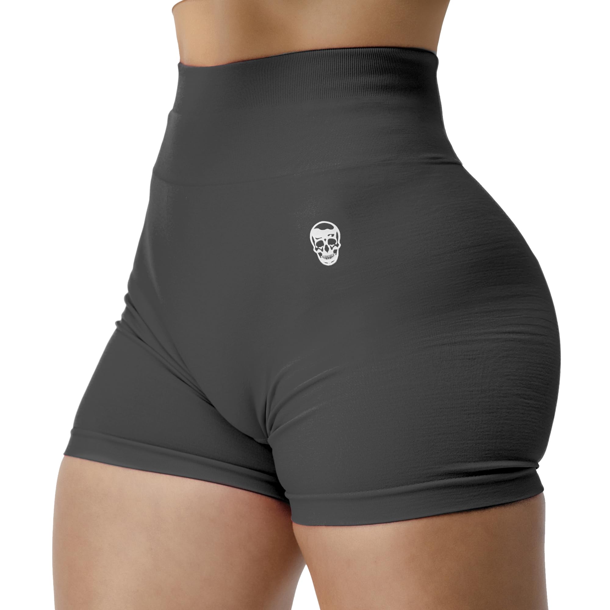 Gymreapers Infinity Seamless Workout Shorts High Waist Biker Shorts for Women Athletic Gym Running Pilates Yoga Sport Short: Large Flat Gray