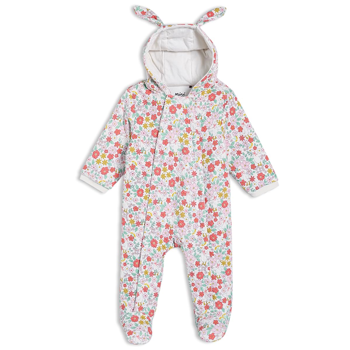 MINI CUDDLES Baby Girls Floral Printed Hooded Pram Suit, Multicolour (3-6M)
