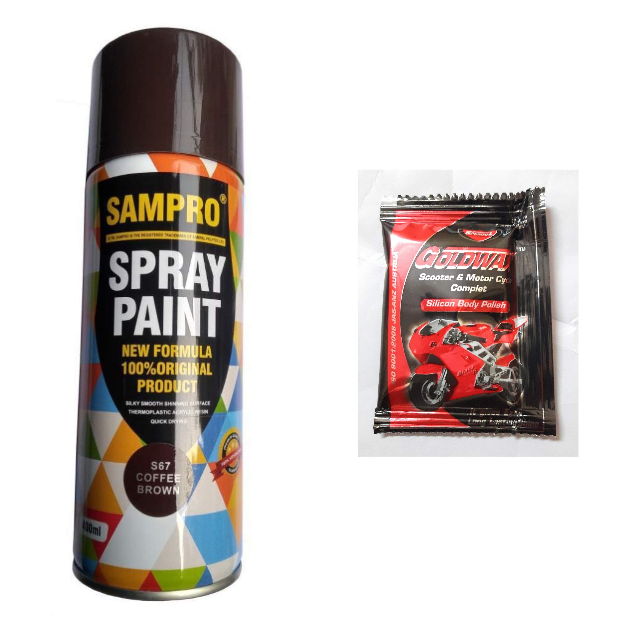 Sampro Multipurpose Aerosol Coffee Brown Spray Paint 400ml for Car,metal,bike,Glass,metal,machine,furniture and various uses + 15gram car polish (B09NJBWB7F) Amazon Price History, Amazon Price Tracker