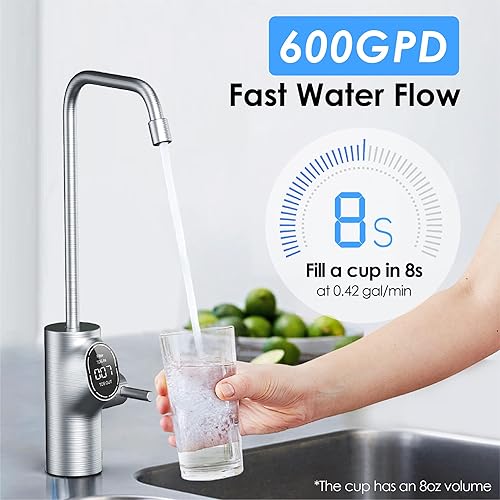 Miniatura 3 de Waterdrop Filtro de agua de ósmosis inversa D6, 600 GPD Sistema de ósmosis inversa debajo del fregadero, Reduce PFAS, 2:1 puro para drenar, Sistema