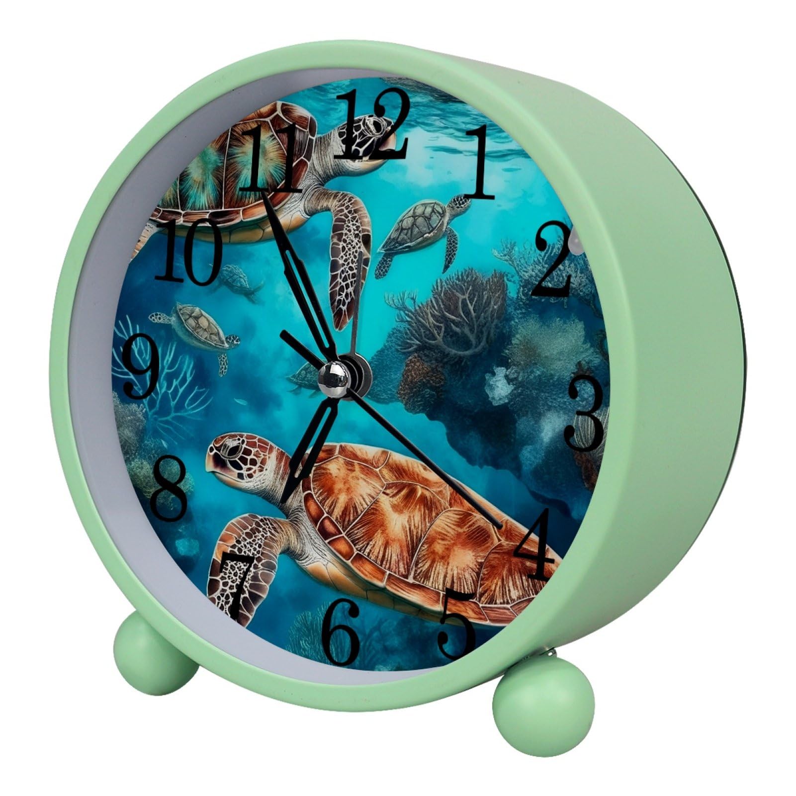 etoenbrc Watercolor Butterfly Silent Analog Alarm Clock Small Battery Operated Clock Slient Plastic Table Clock for Living Room Bedroom Color100