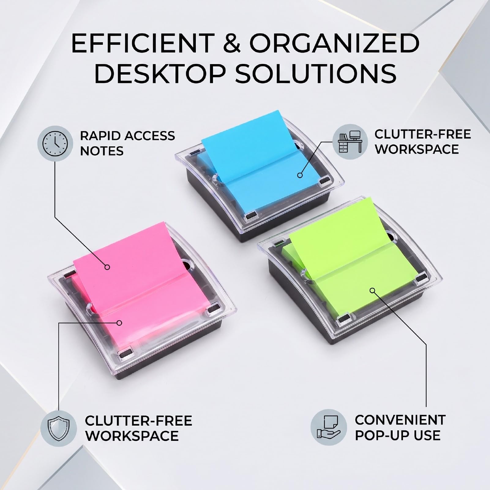 XUMIUZIY Distributeur de Notes Pop-up Autocollantes |Organisateur de Notes Autocollantes à Base Noire Supérieure Transparente avec 27 Tampons pour Bureau à Domicile