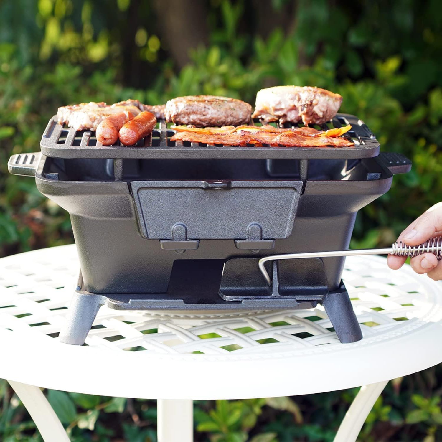 Hibachi-grill, Draagbare Tafelgrill Hittebestendige Mini-houtskoolgrill Verwijderbare BBQ-grill Campingkachel voor Buiten Picknick Camping Patio Achtertuin Koken