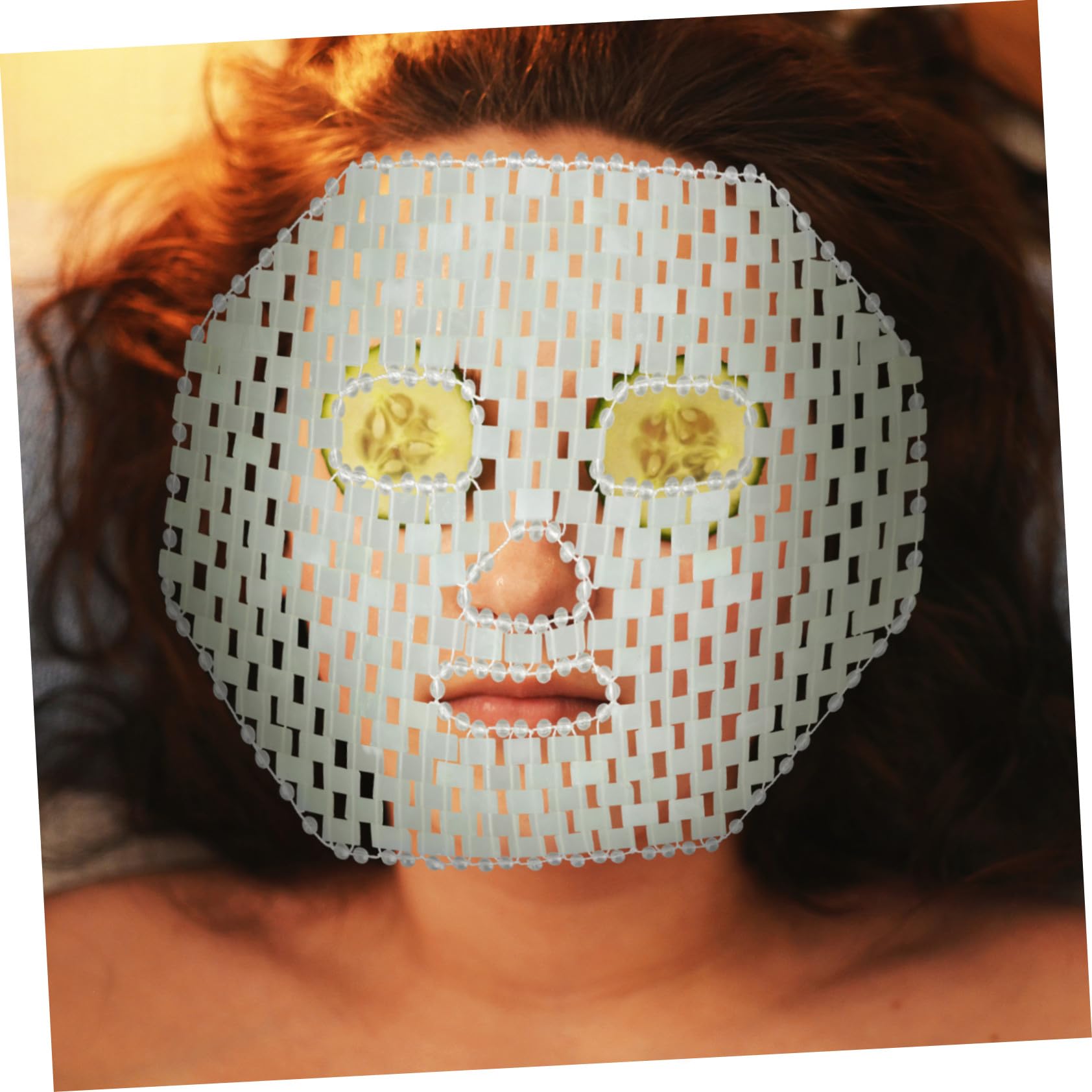 STOBAZA Jade Gesichtsmaske Anti Aging Beruhigende Massagemaske für Schlaf und Hautpflege Zuhause