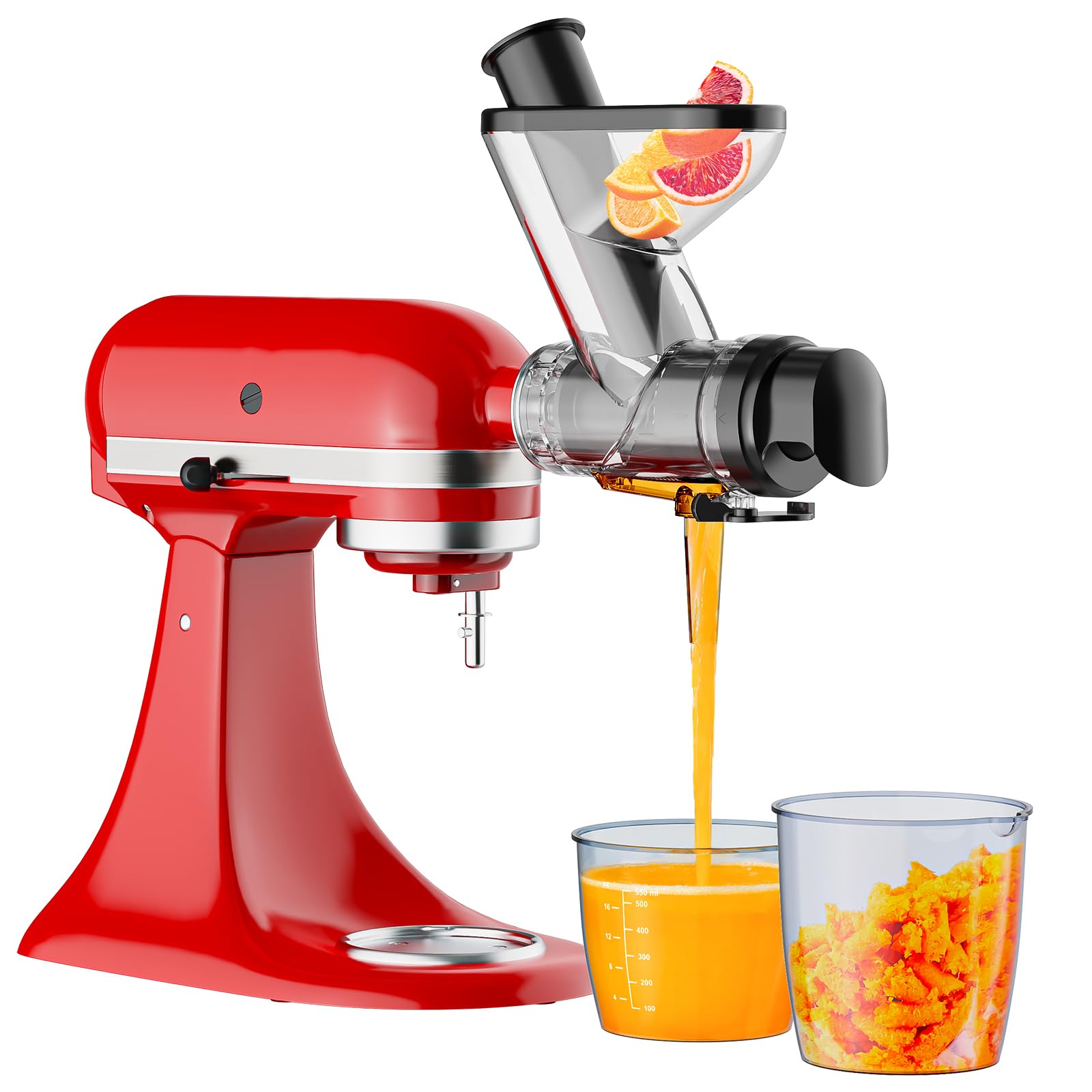 COFUN Entsafter Aufsatz für KitchenAid Mixer, Slow Juicer Aufsatz für Kitchen Aid, Kaltpresse Entsafter Maschine mit Dual Mouth Feed Chute für KitchenAid Zubehör
