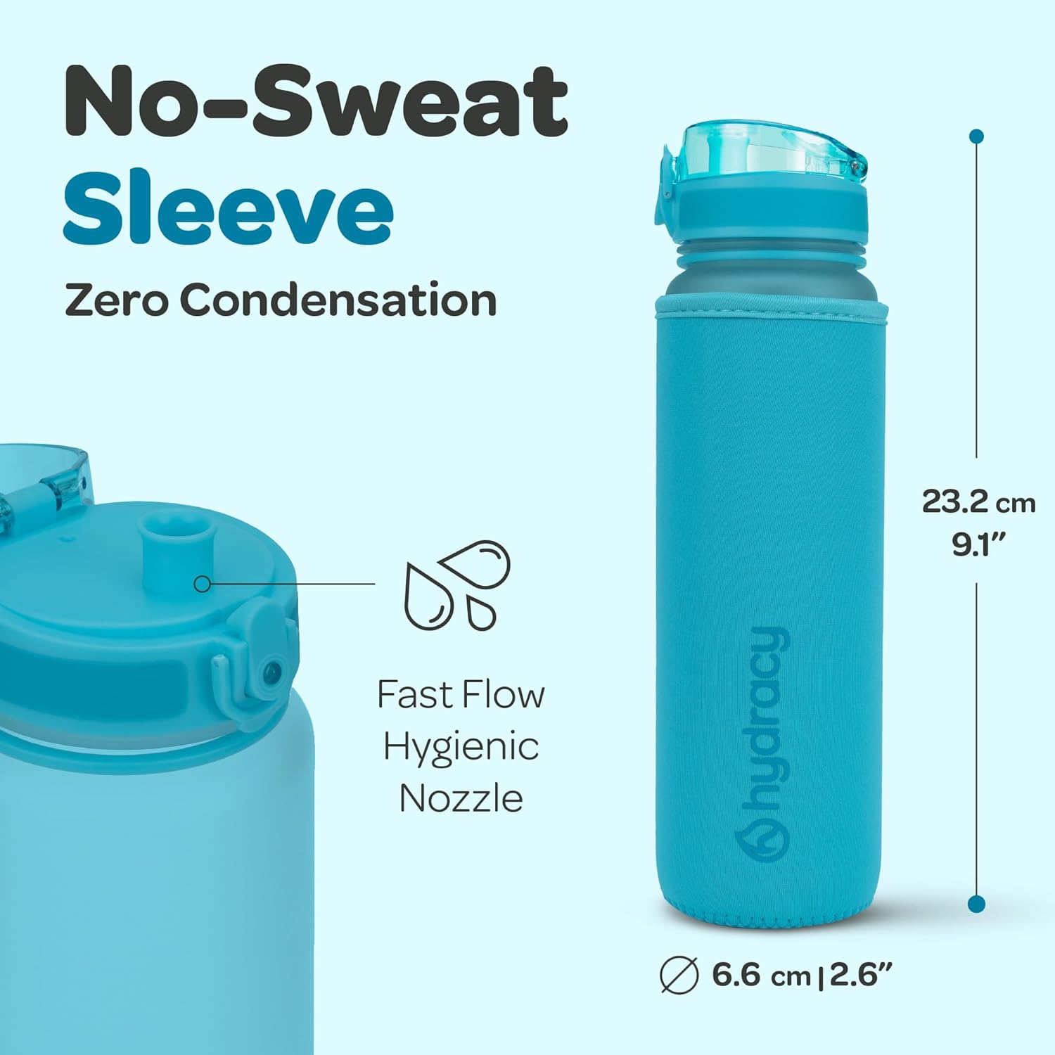Hydracy Water Bottle with Time Marker -Large BPA Free Water Bottle & No Sweat Sleeve -Leak Proof Gym Bottle with Fruit Infuser Strainer & Times to Drink -Ideal for Fitness Sports & Outdoors - Image 5