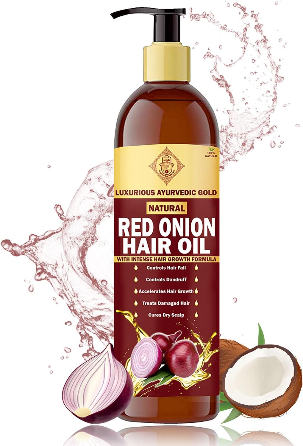 Luxurious Ayurvedic Gold Intense Hair Growth Red Onion Oil, 200 ml