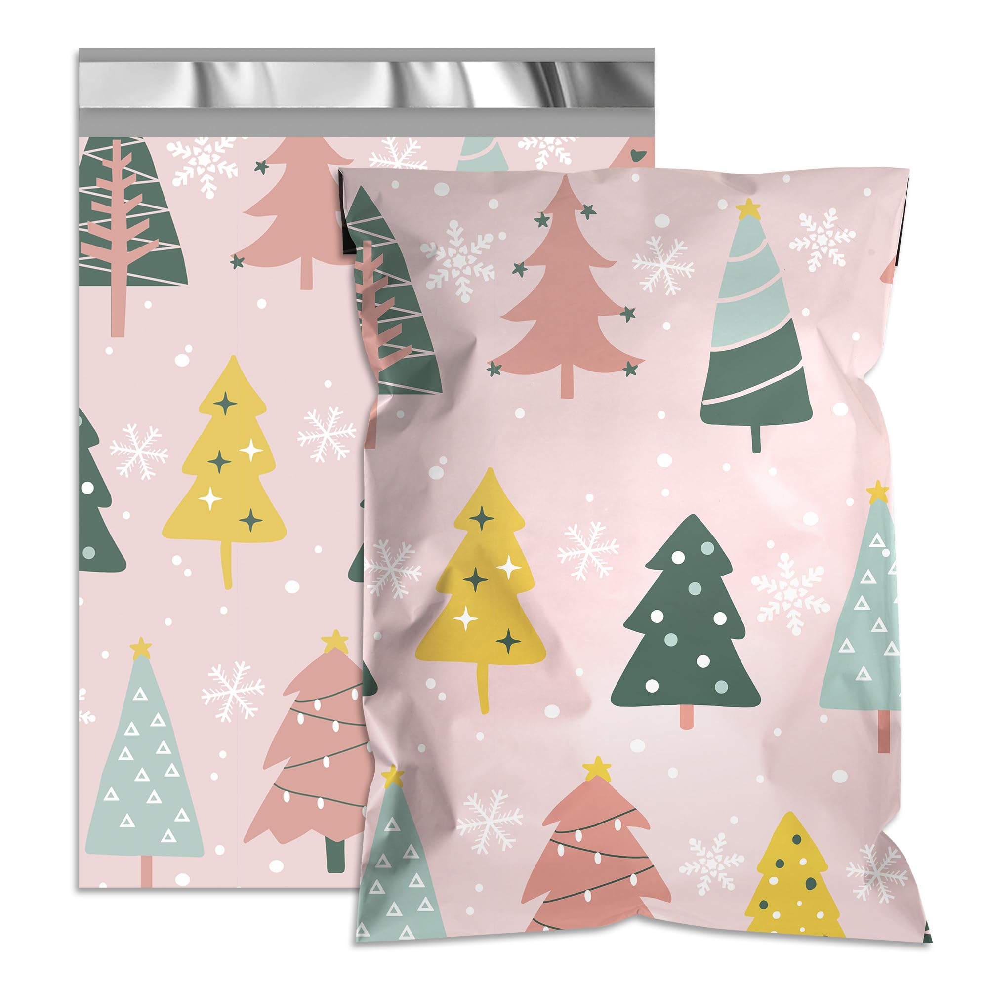Poly Mailers 12x15.5 Inch 50 Pack – Christmas Printed Shipping Bags, 2.4mil Thickness Waterproof and TearResistant Mailing Envelopes, Self-Sealing Mailers for Small Business Christmas Tree Print