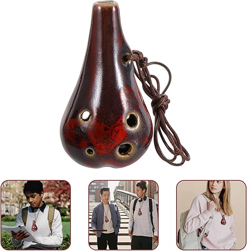 Miniatura 9 de Vaguelly 6 Agujeros Ocarina Alto C de cerámica Ocarina Instrumento Musical Regalo para Principiantes Niños Adultos con Cuello Correa Instrumento de