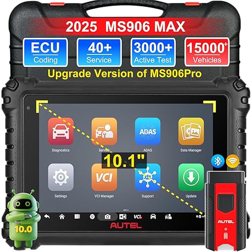 Autel MaxiSys MS906MAX OBD2 Scanner, Way Better Than MS906 Pro, 2025 MS906 MAX Up of MS906S MS906BT MS908, ECU Coding, Bidirectional 3000+Active Test, 40+ Service, All System Diagnosis, CAN FD/DoIP