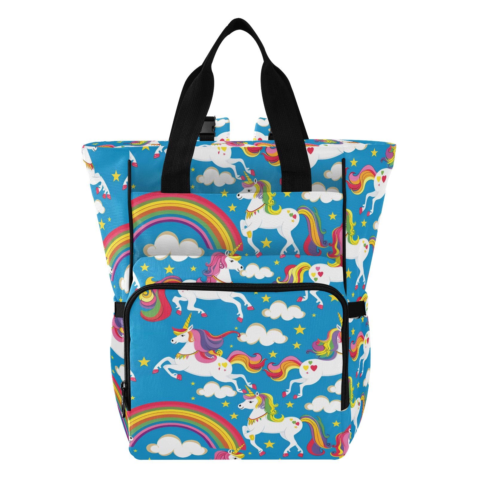 Mnsruu Unicorn and Rainbow2 - Zaino per pannolini per bambini, impermeabile, da viaggio, per mamme e papà