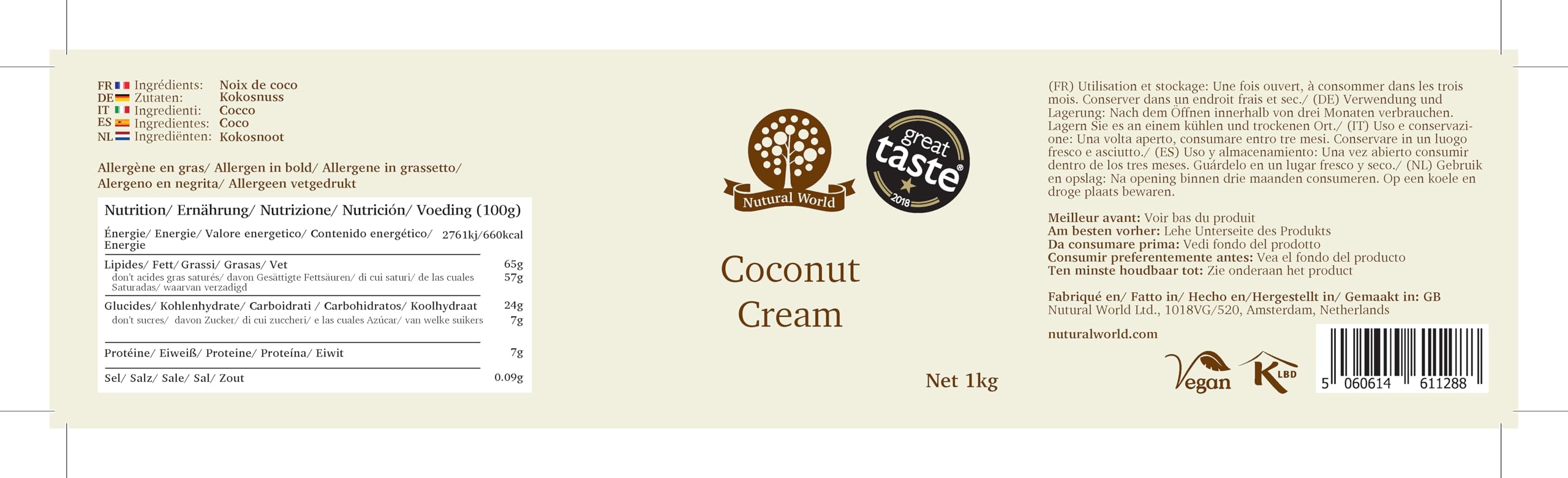 Nutural World - Spalmabile di Cocco (1kg) Vincitrice del Premio Grande Gusto