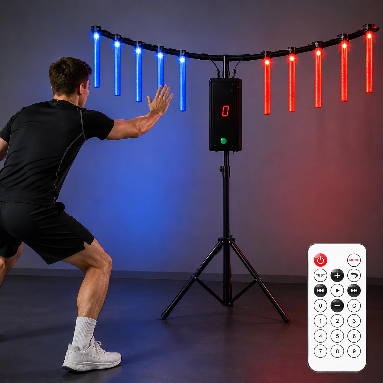 STMKB Led Reaction Training Equipment, 10-target Reflex Training Lights, Hand-eye Coordination Trainer With Remote Control And Digital Display For Sports Agility And Speed Training