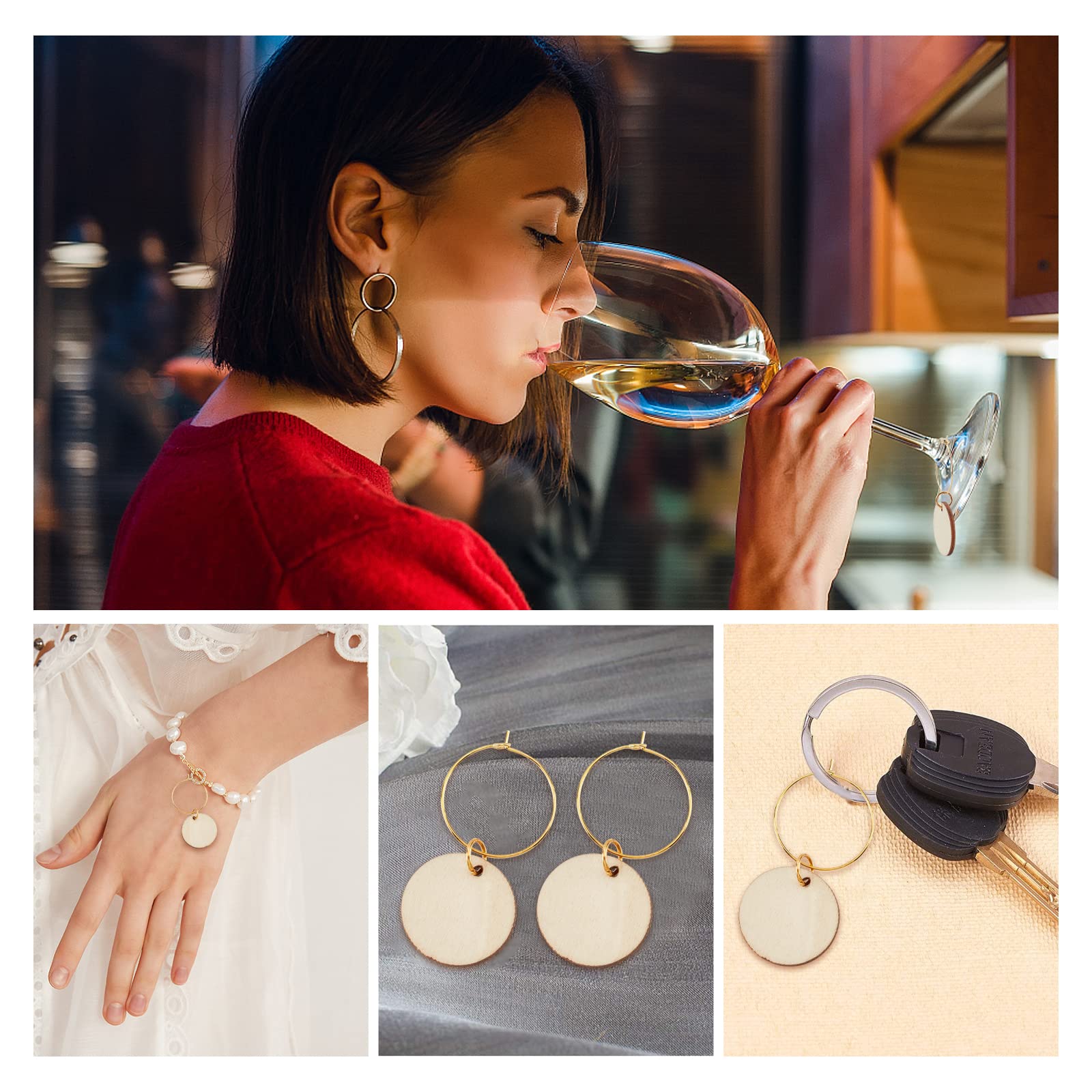 SUNNYCLUE 1 scatola 18 pezzi Identificatori di Bicchiere di Vino Charms per Bicchiere di Vino Cuore