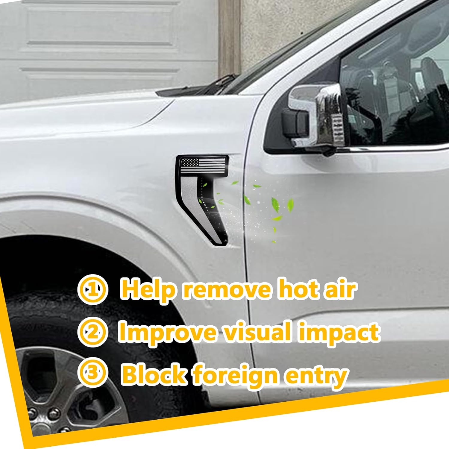 Fender Vent for F150 2021-2026 Fender Emblems Front Fender Badge Side Vent Cover for F150 Accessories XL XLT Lariat Limited Platinum, 1 Pair (21F150-Vents)