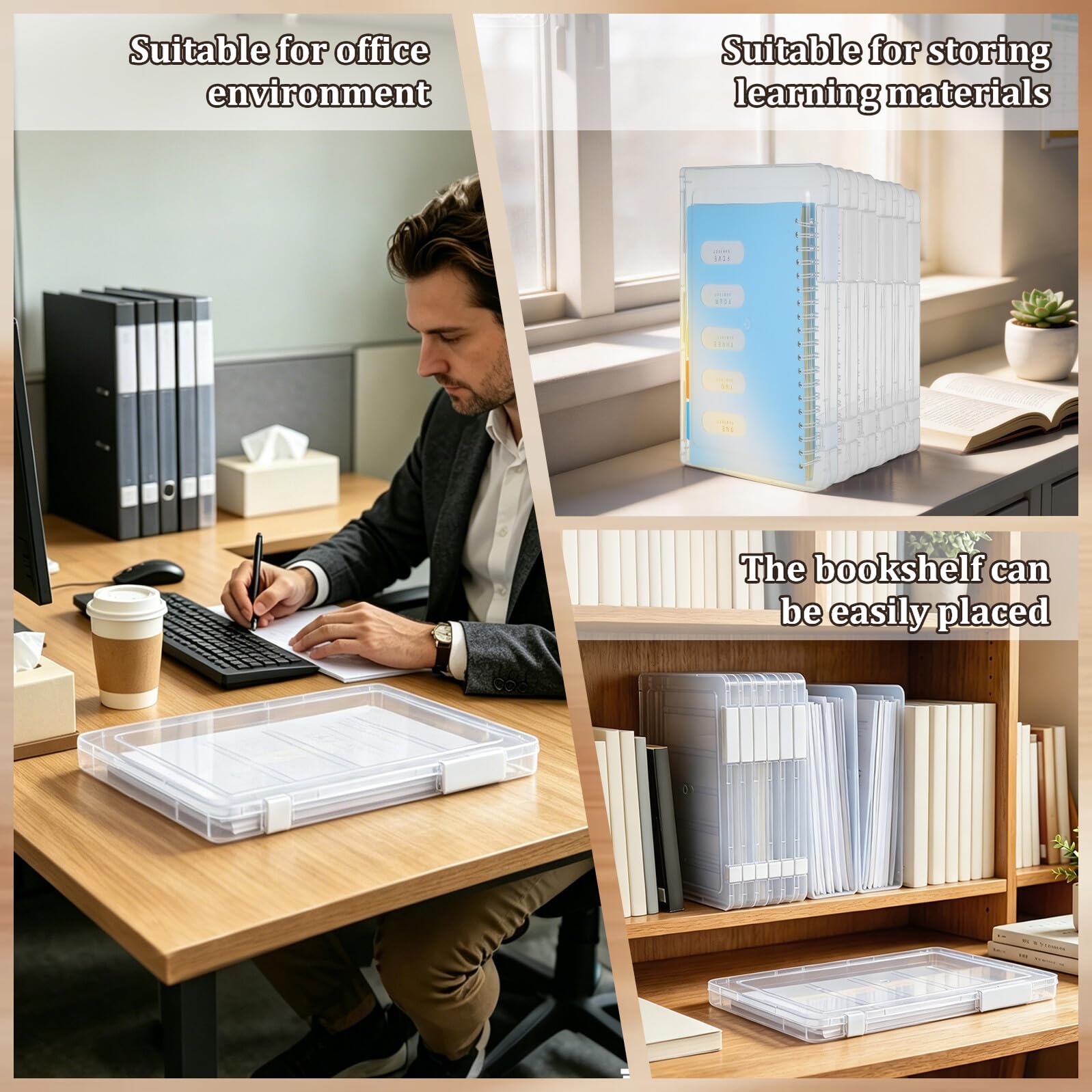 Ciieeo 6 Pezzi Scatola Archivio Documenti in Plastica Bianca A4 per Ufficio e Scuola, Organizer per Documenti con Funzione di Semplificazione e Organizzazione Bulk