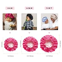 Vista 3 de Gorro de satén para dormir para cabello rizado, doble capa, reversible, ajustable, sedoso, para adolescentes, niños pequeños