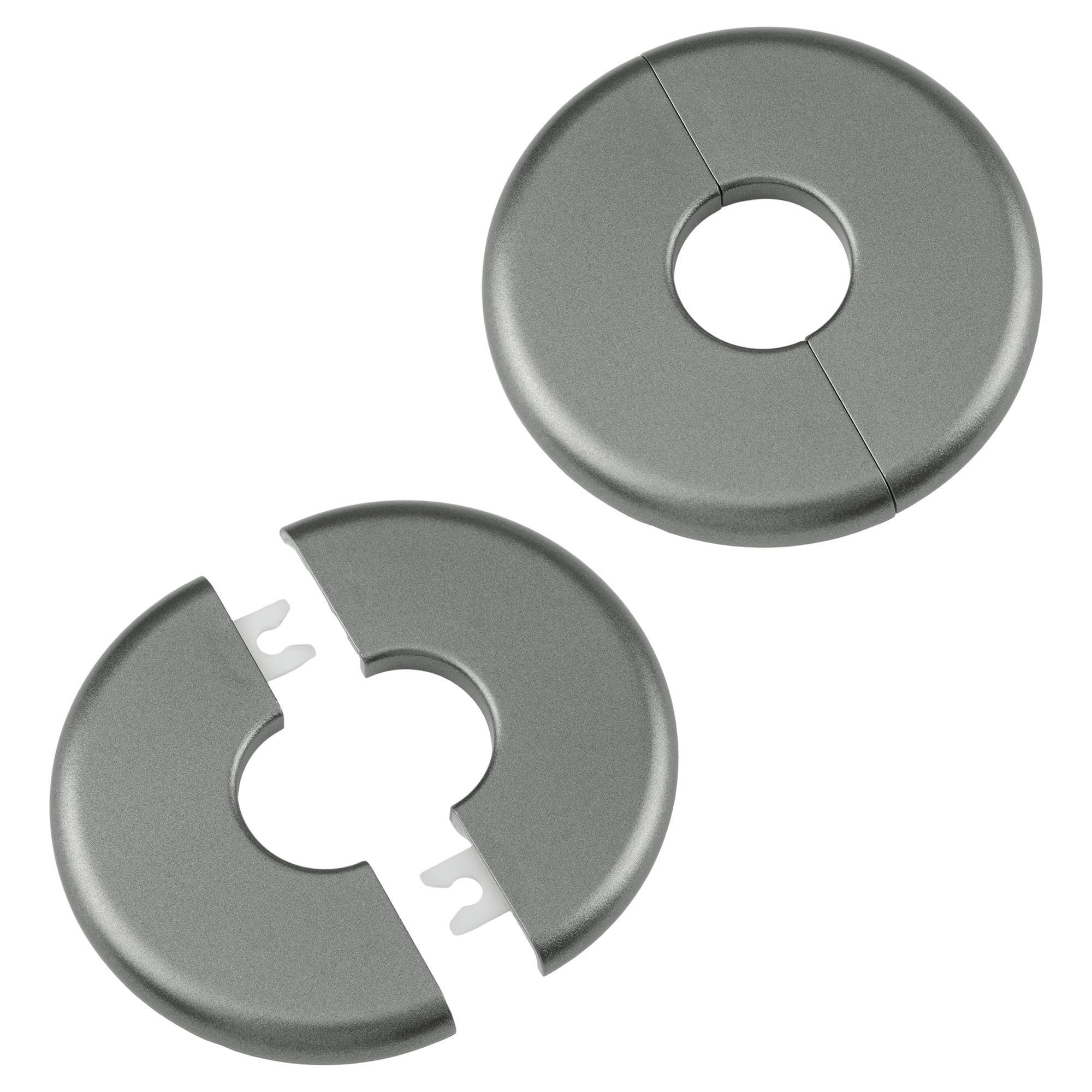 UFURMATE 2Pcs Pipe Wall Covers,Plastic Round Escutcheon Plates Self-Adhesive Pipe Plate Covers Decorative Shower Pipe Covers, Inner Diameter 26mm (Gray)