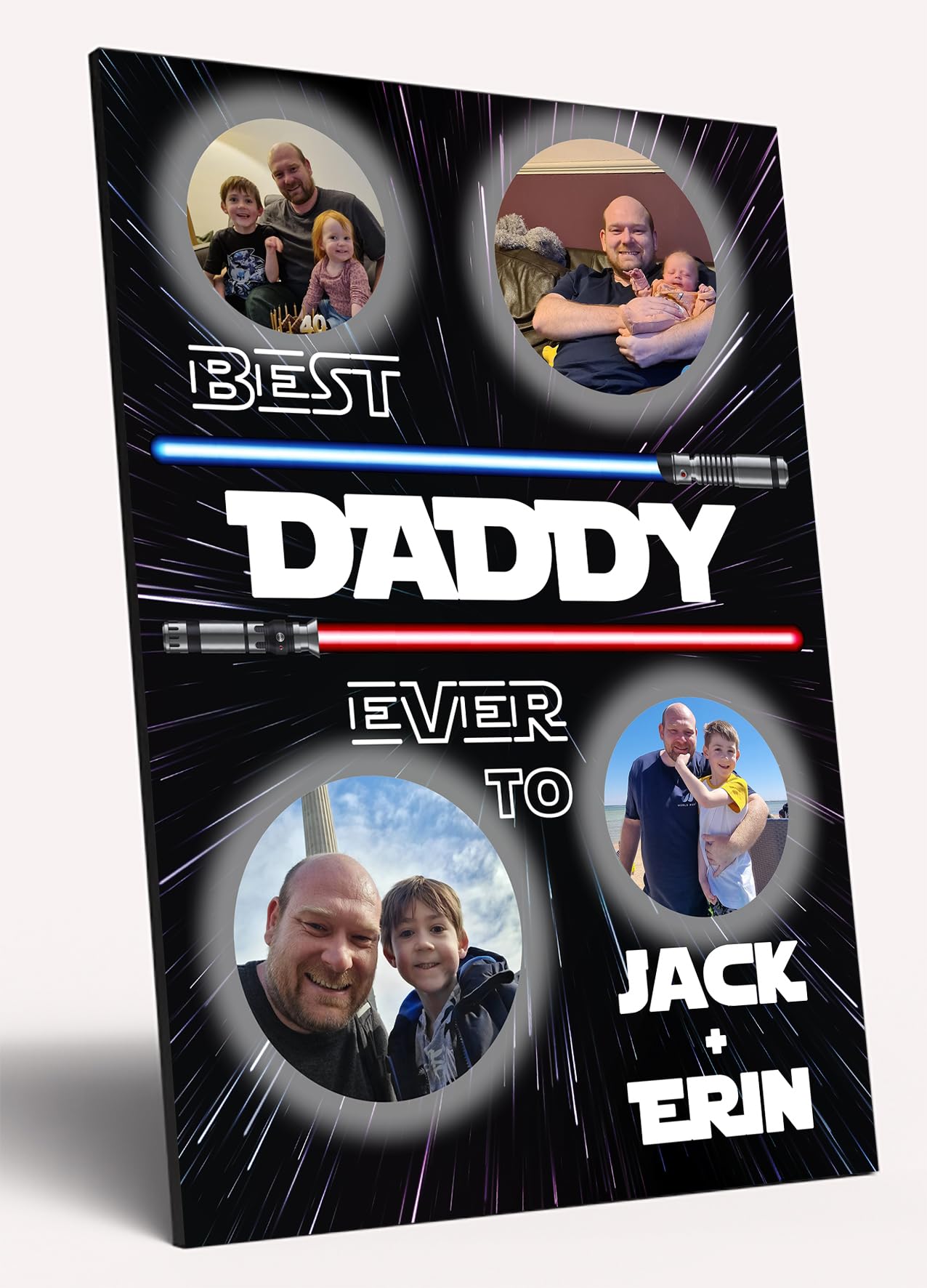 The Plum Penguin Personalised Dad Photo Gift from Kids Father's Day Memories Birthday Christmas Celebrate Custom Wooden Plaque for Best Dad Grandad