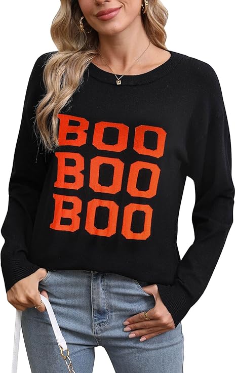Womens American Flag Sweater, Long Sleeve Crewneck Colorblock Striped Pullover with Drop Shoulder - Casual Knitted Sweaters