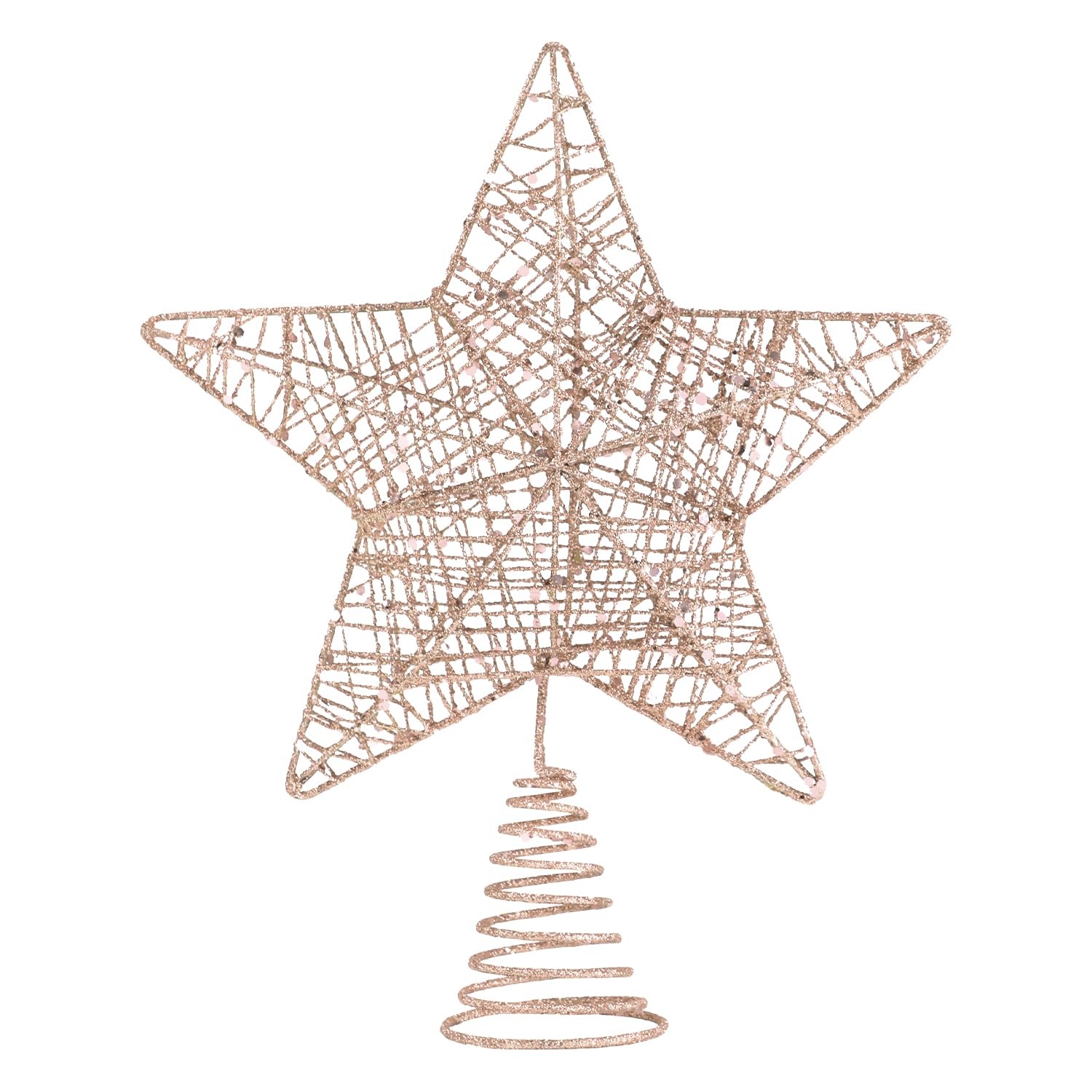 VEYLIN Christmas Tree Topper,Champagne Glittered Hollow Christmas Tree Topper Star for Christmas Tree Ornament(Champagne)