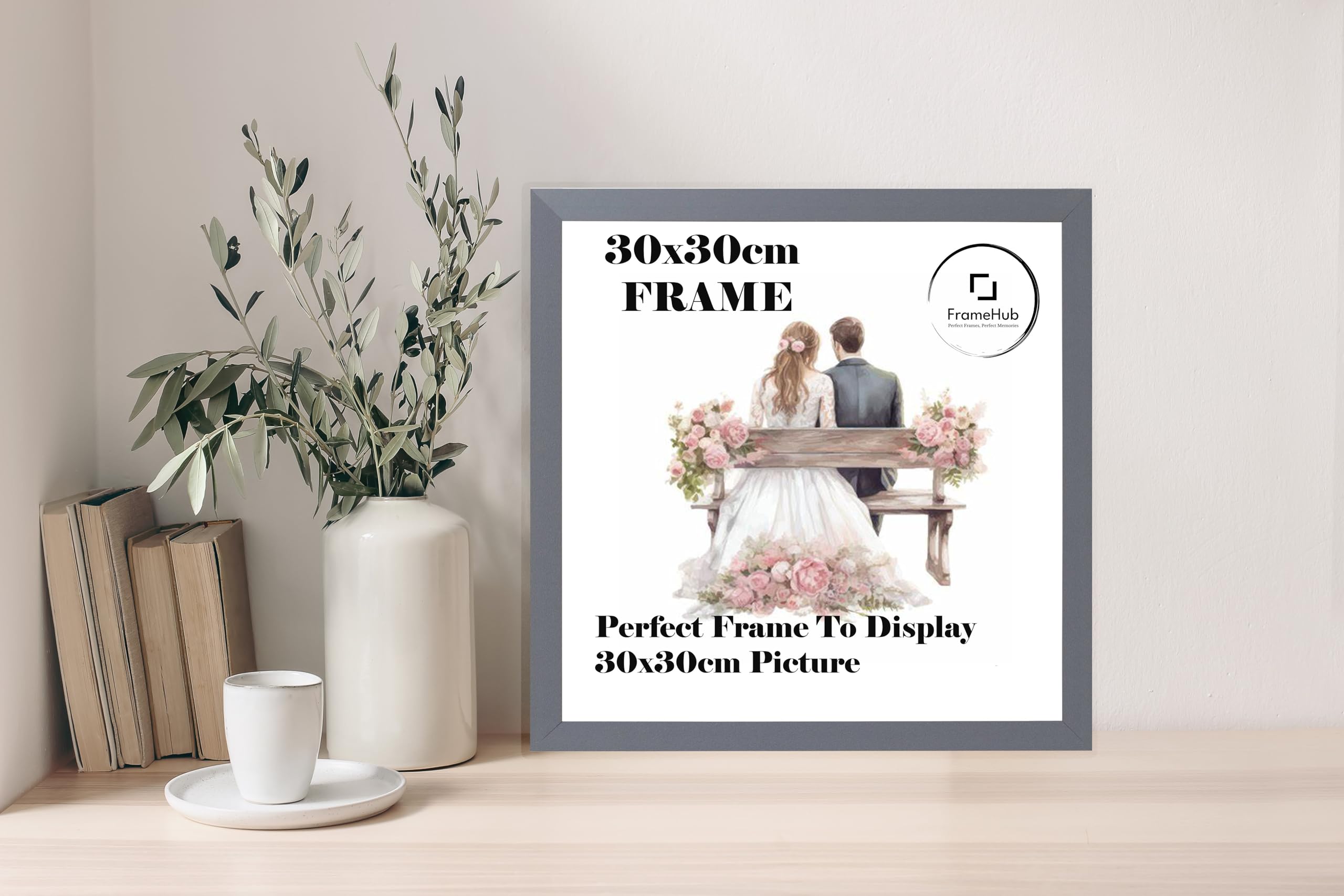30x30 cm Square Black White Photo Frame - Wall Mountable (Dark Grey)