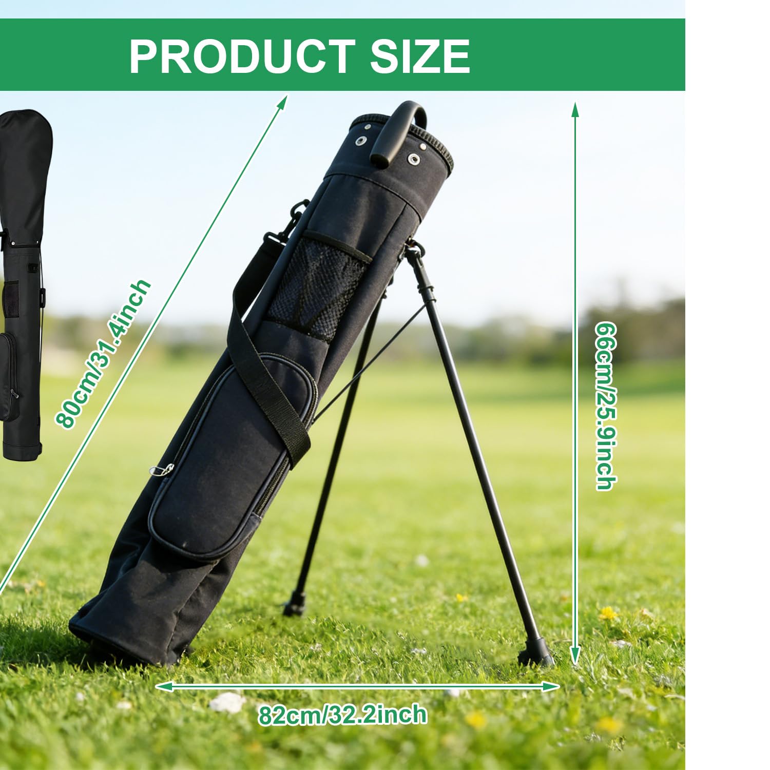 Bolsa de golf con correa ajustable para el hombro, divisor de 2 vías, 2 bolsillos, bolsa ligera para hombre y mujer, para el campo de conducción, campo corto y cursos ejecutivos (negro)