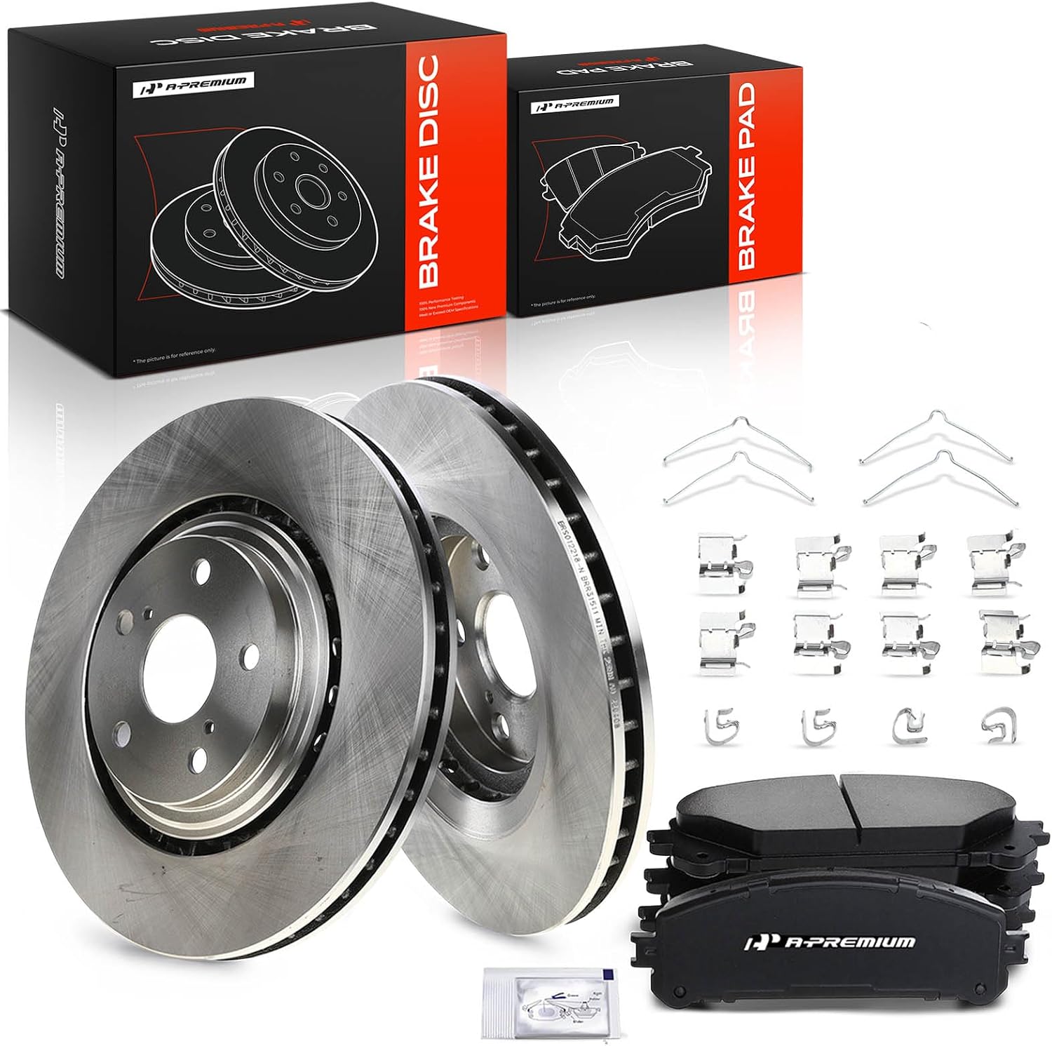 A-Premium Front Vented Brake Rotor and Ceramic Pad Kit (6-piece) for Select Lexus and Toyota Front Axles