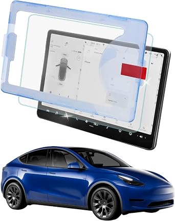 Cyberguys! Screen Protector For Tesla Model 3/Y Center Control Touch Screen, Tempered Glass 9H Anti-Glare, Anti-Fingerprint, Accessories 2024, Mounting Frame Kit