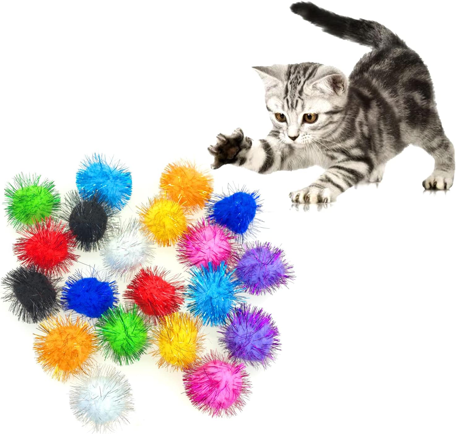 Andiker 20 Pack Cat Fuzzy Balls for Cats, 4.5CM Assorted Colored