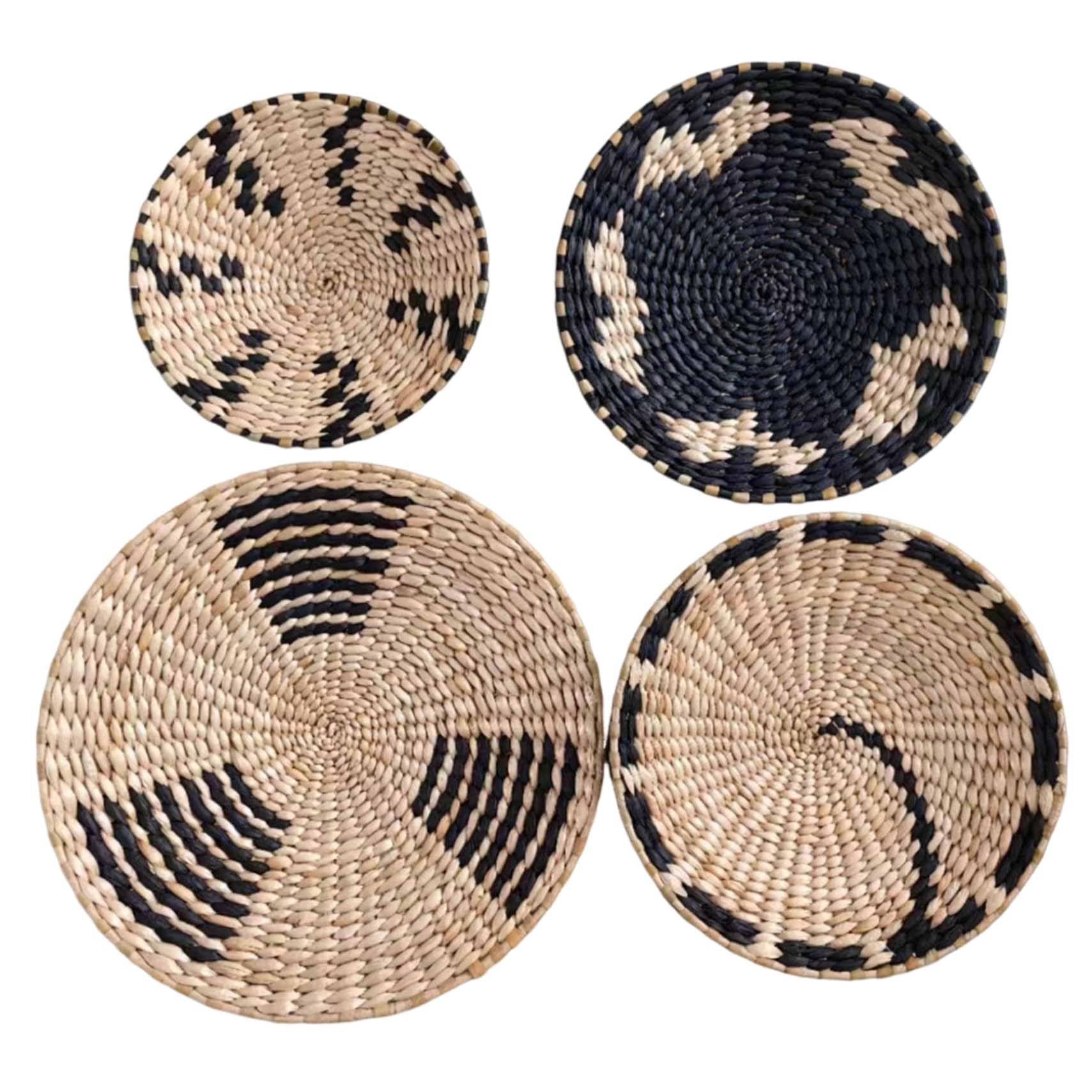 Cestas de pared de mimbre bohemio redondas y colgantes para almacenamiento de hogar y oficina