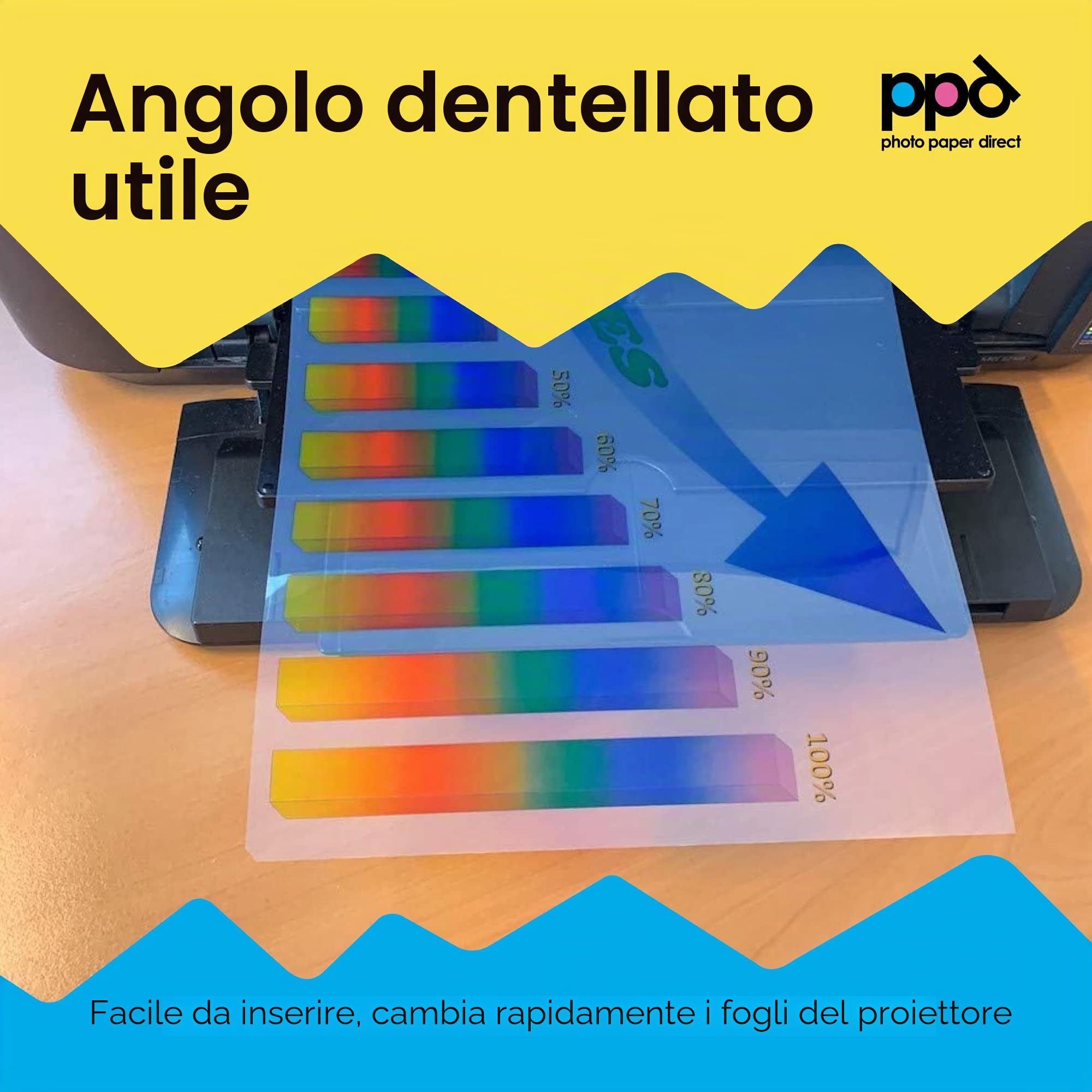 PPD A4 50 Fogli Trasparenti Per Stampanti Inkjet - Per Lavagne Luminose - PPD-34-50