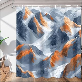 Snowy Mountain Peaks Shower Curtain 72x72 Inch, Waterproof Polyester Bathroom Curtain with 12 Hooks, Washable Bath Curtain for Home Bathtub Decor