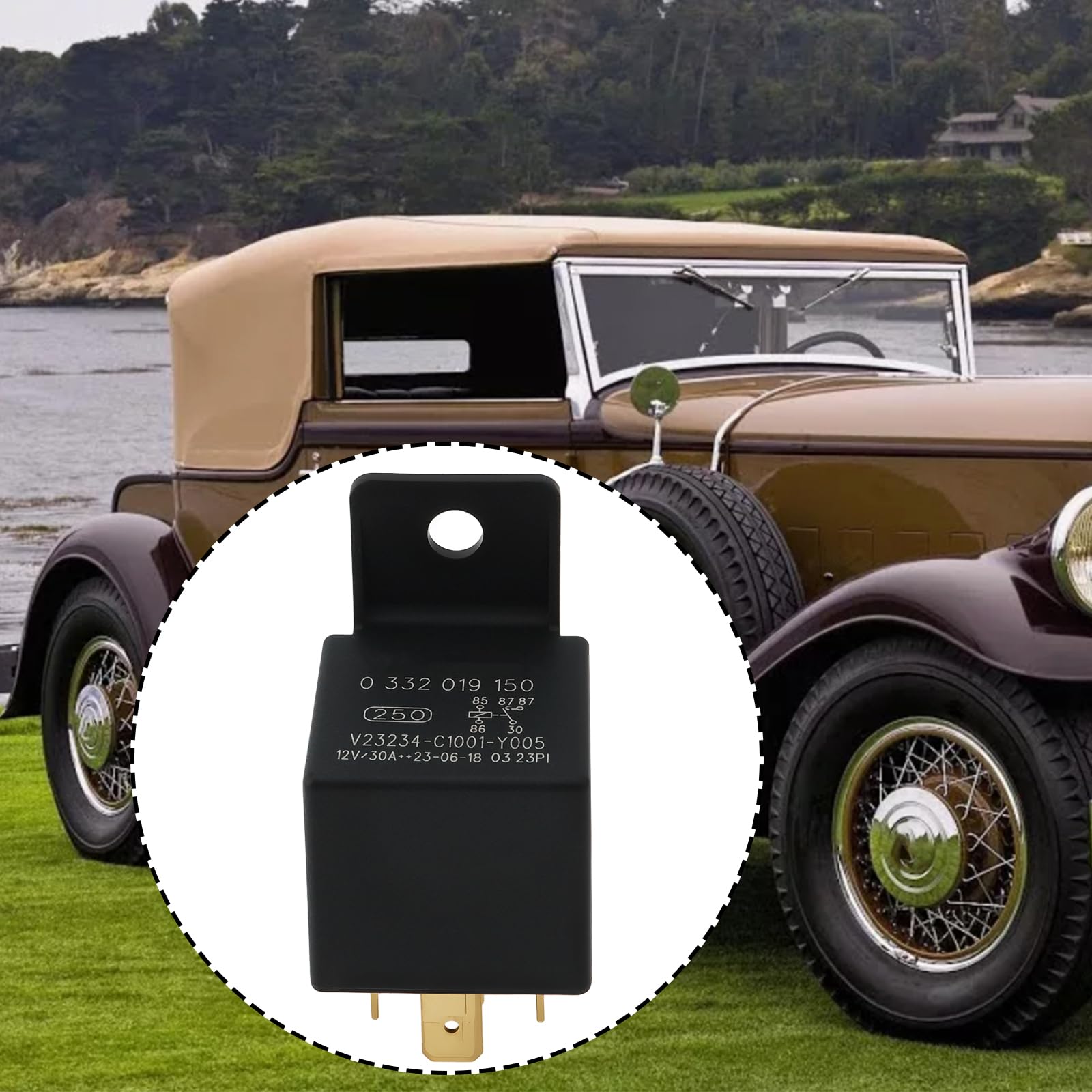 EMSea 2 Pezzi Relè Di Corrente Principale 5 Pin 12V/30A 0332014150 0332019150 Compatibile Con La Maggior Parte Delle Auto D'epoca