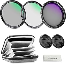 NEEWER 82mm Kit Filtro ND Variabile+CPL+UV (3pz), Filtri a Densità Neutra (ND2-400) Polarizzatore Circolare Multistrato per Lente Fotocamera, Set Accessori per Fotografia con Custodia e Copriobiettivo