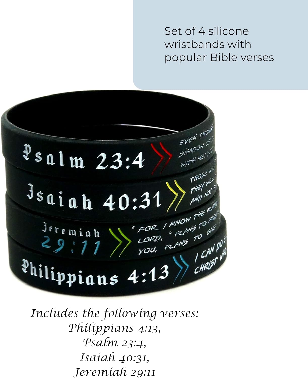 Inkstone Silicone wwjd bracelets 4 Pack | Study Bible Accessories for Men & Women | Christian Gifts | Jesus Rubber Bracelets for Events, Classroom Birthdays, Family Reunions, Bulk Friendship Bracelets - Image 8