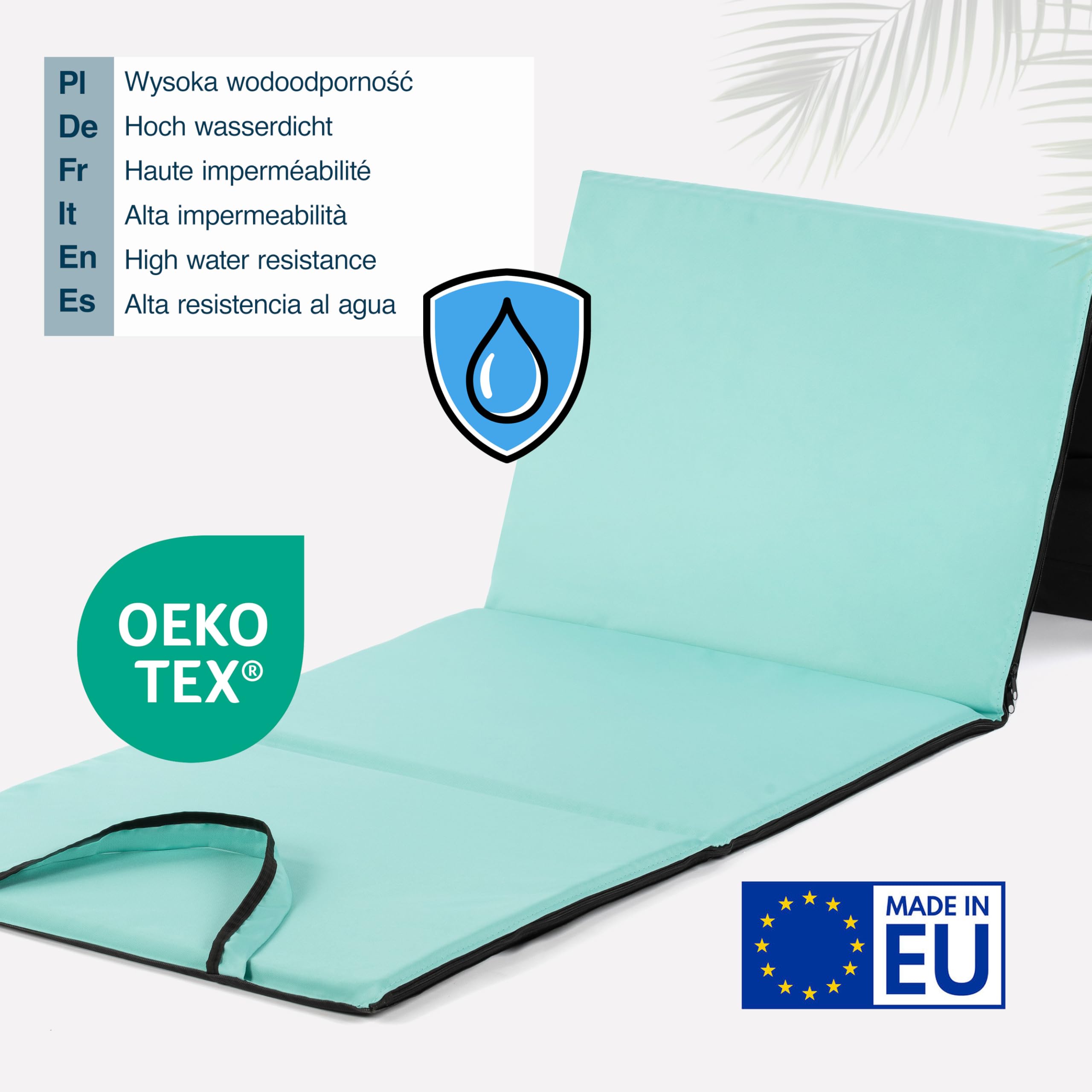 Tapis de Plage Pliable rembourré 200x62 cm Menthe, Matelas