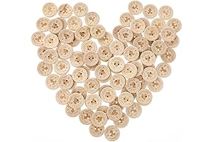 Giantree: 100 Pcs Handmade Wooden Buttons with Love Motif for Decorative Projects