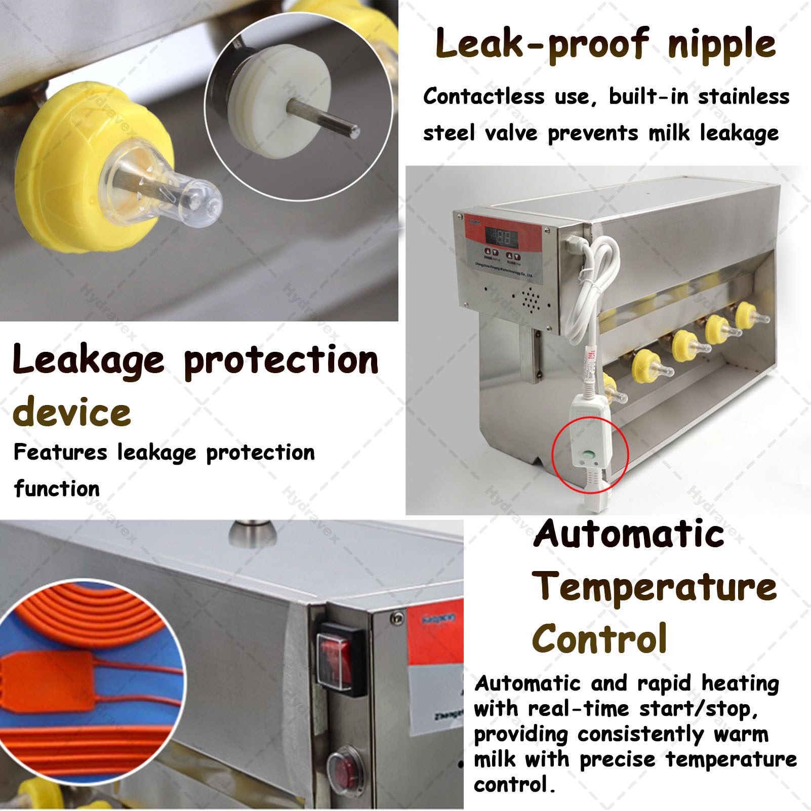 Comedero de leche para lechones de 15/20 L, agitación automática con simulación de sonido, máquina de lactancia de acero inoxidable para corderos y ganado pequeño, evita correr
