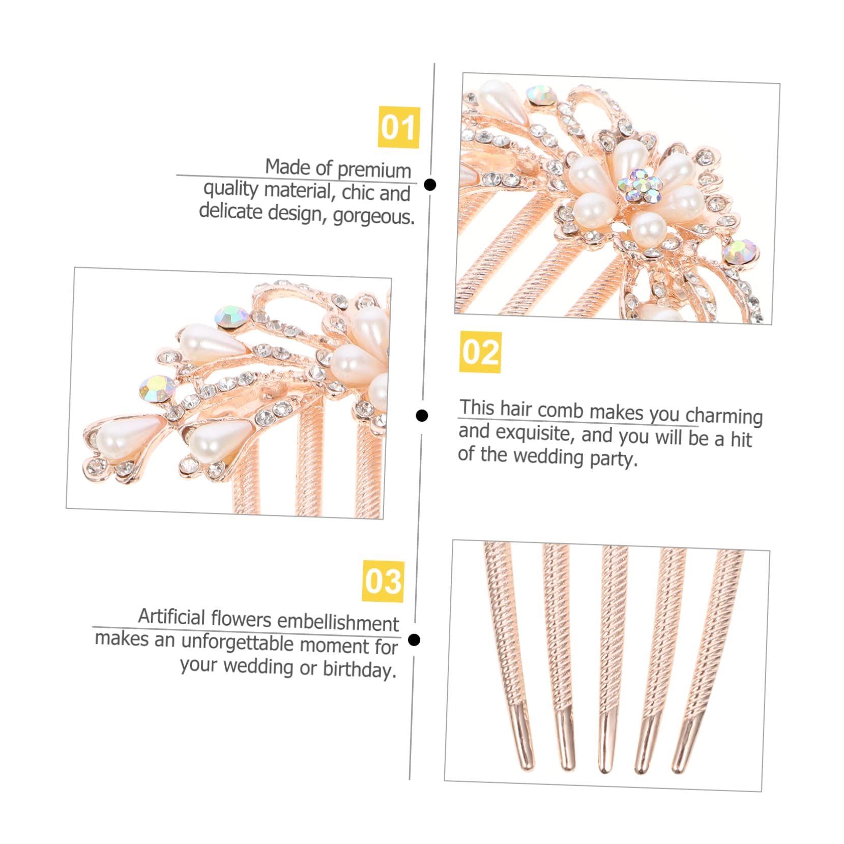 FRCOLOR 4 Set Di Pettini Per Con Strass Per Donne Accessori Per Da Sposa Fermagli Per Da Sposa 2 Pezzi * 4