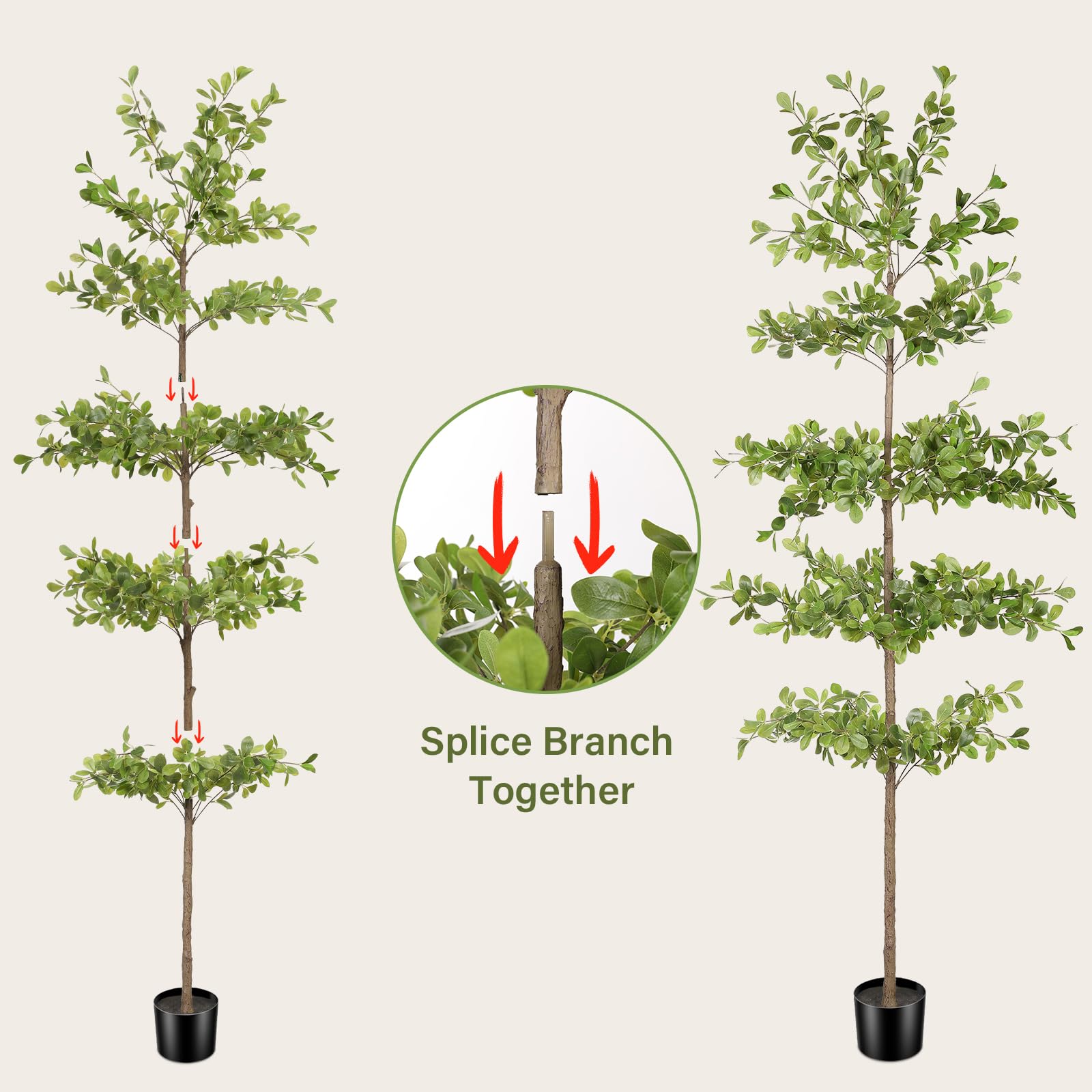 Olivier Artificiel Noir FEELEAD 2,1 M - Arbre Décoratif Réaliste Pour Intérieur - Branches Réglables