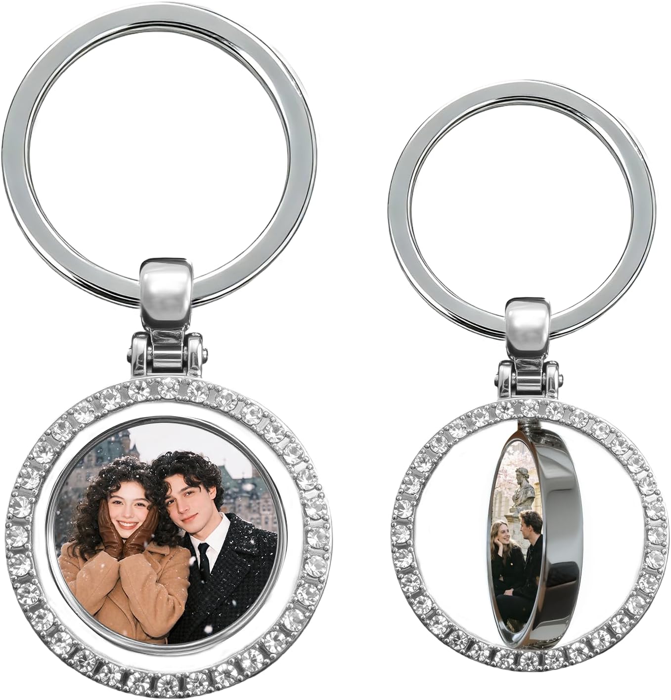 Personalized Picture Keychain with Photo, Double Sided Custom Keychain, Customized Gift for Men Women Couples