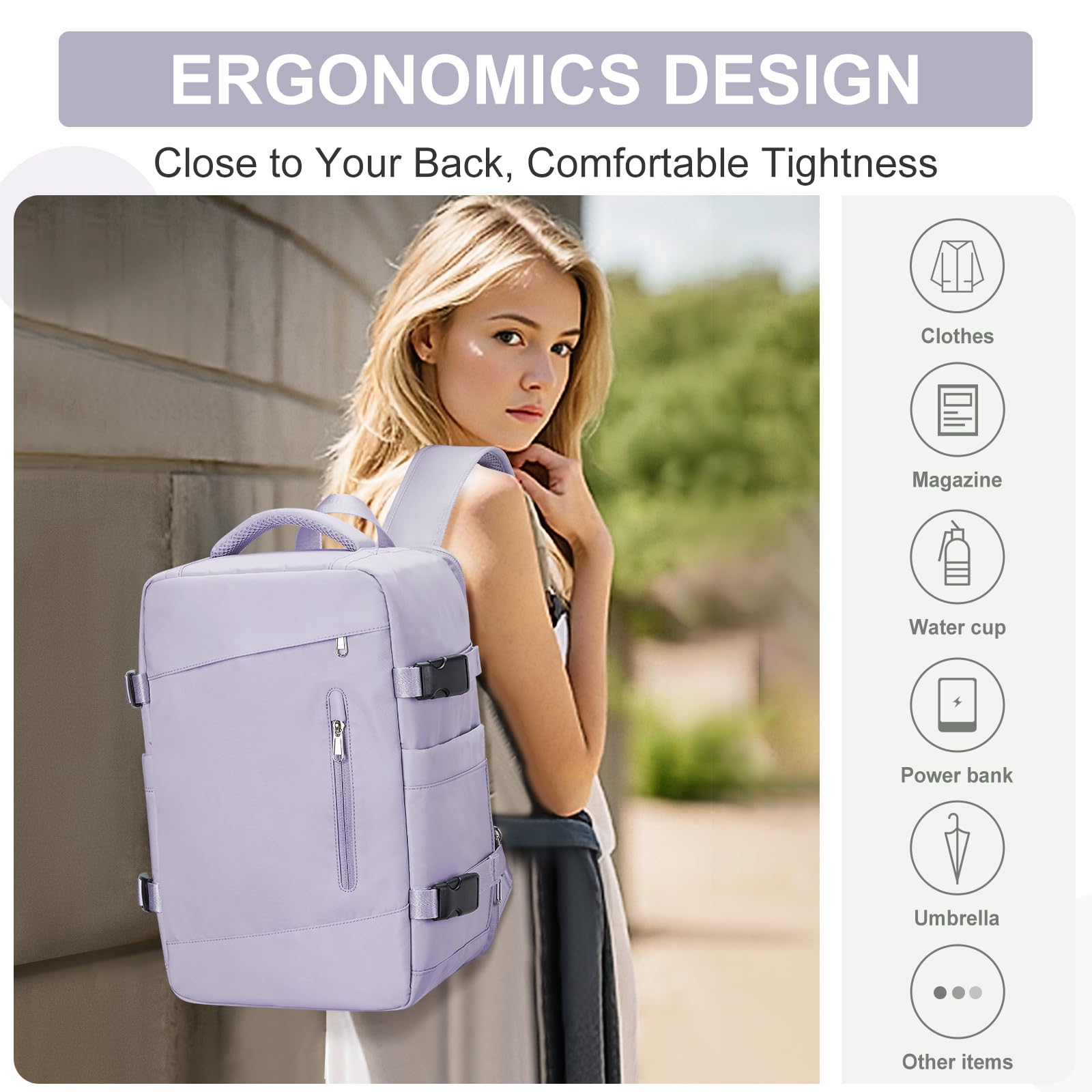 SZLX Borse da Cabina per Easyjet 45x36x20 Zaino da Viaggio aereo Bagaglio a Mano Zaino Ryanair 40x20x25 con porta USB zaino Borsa da Viaggio Impermeabile donna zaino per Computer Casual Daypack